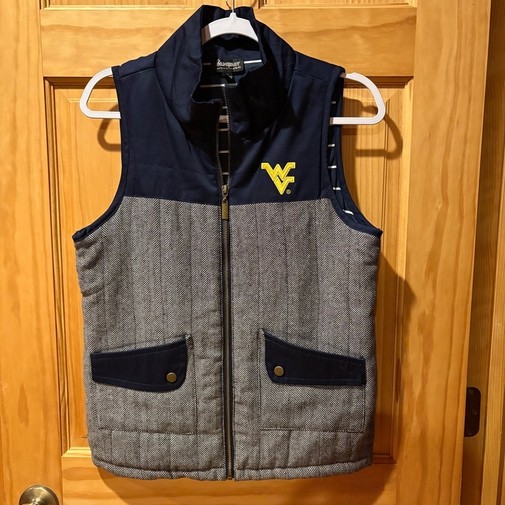 West Virginia Gameday Couture Navy and Gray Vest size M women’s